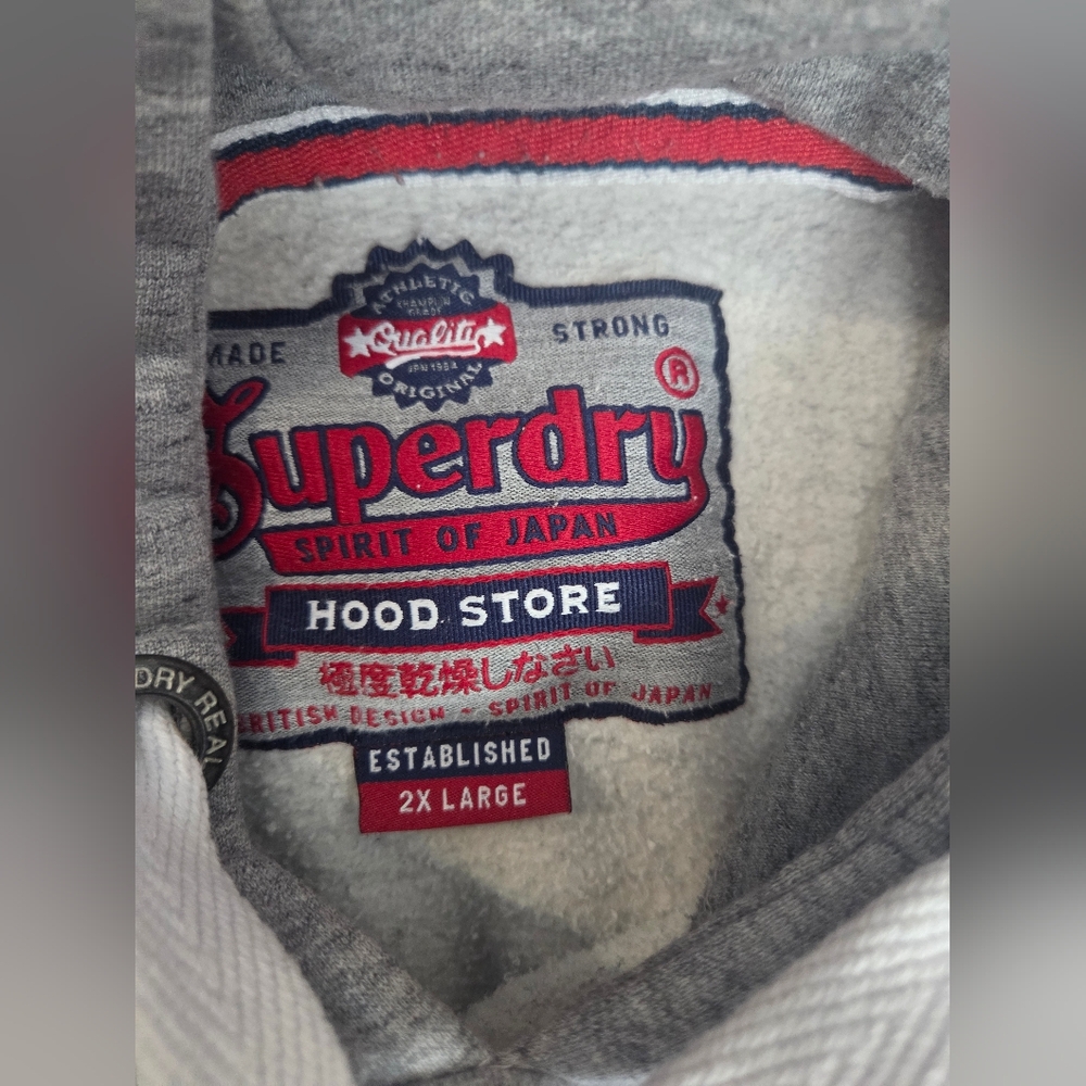 3 Superdry Men's Hoodies 2X in Blue, Navy, and Gray Hardly Worn. EXCELLENT USED - Picture 3 of 10